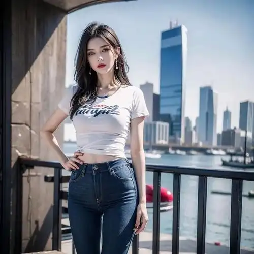 紧致身材的牛仔裤美女,展现出令人惊艳的美丽
