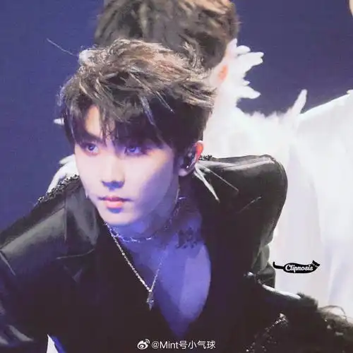 马嘉祺爱心露背拖尾礼服