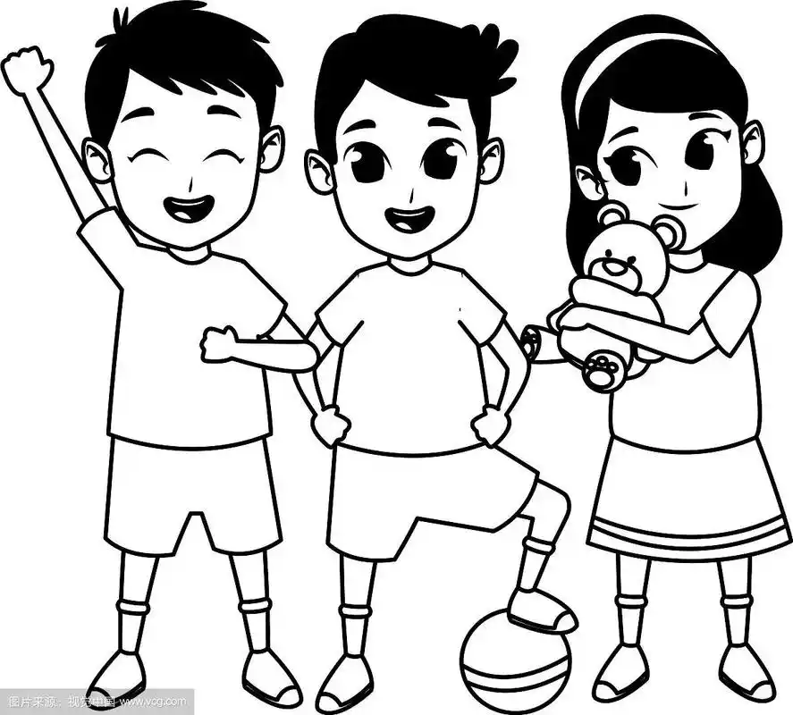 孩子们在玩黑色的微笑卡通