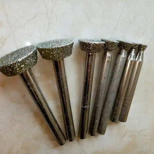 电镀金刚石磨头石材玉石雕刻打磨去皮工具电摩马蹄稍压铊柄6