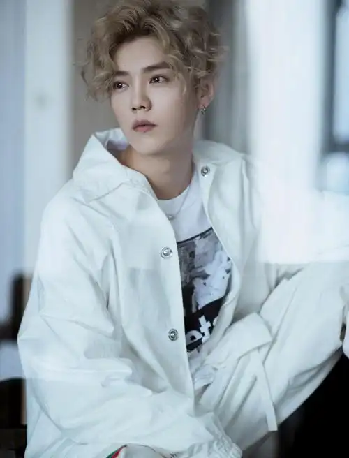 鹿晗金色卷发造型写真