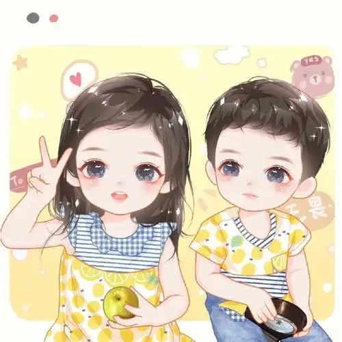 超萌姐弟头像卡通手绘儿童萌娃头像绘画