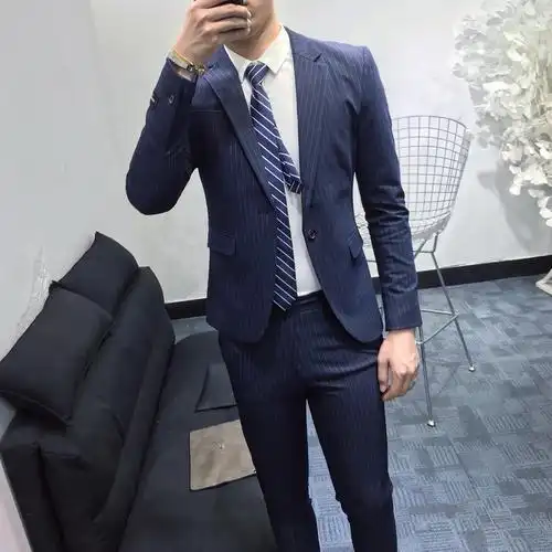 休闲西装男套装韩国英伦风