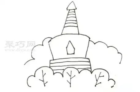 白塔怎么画才好看 白塔简笔画画法 - 聚巧网