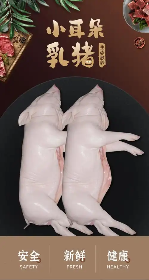 新鲜烤乳猪生冻整只小耳朵冷冻乳猪4到50斤脆皮小香猪肉酒店专用精品