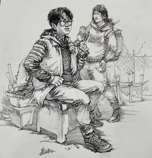 速写完整画面临摹来啦