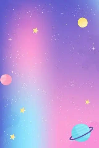 紫色粉色渐变扁平化太空星球广告背景