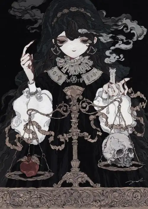 插画作品欣赏,你喜欢这朵开自地狱的黑暗之花吗?