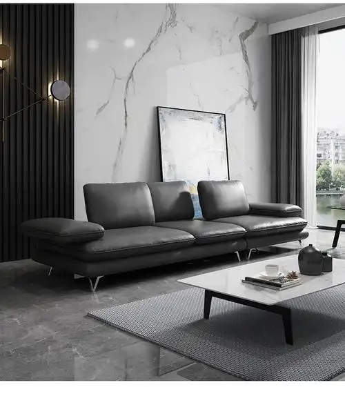 哥斯特木业 直角沙发真皮沙发可调节大坐深头层牛皮沙发 2.