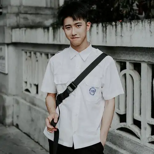 日系jk衬衫男台湾附中校服 dk衬衫jk情侣刺绣上衣日系学院风男短袖