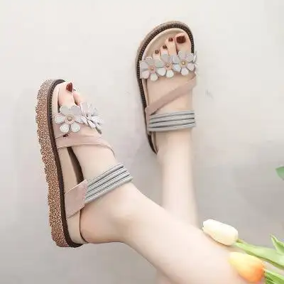 凉拖女外穿夏沙滩鞋时尚拖鞋度假海边百搭ins潮厚底网红泰国凉鞋