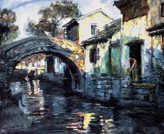 潘鸿海油画中的江南水乡
