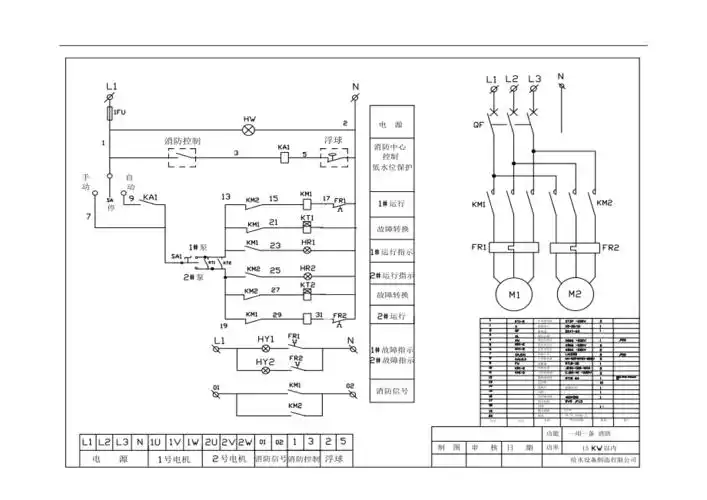 一用一备消防水泵二次线路控制