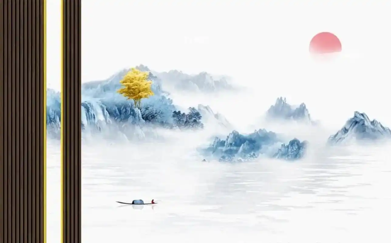 山水画 #国风古韵  中式山水背景墙想要联系 - 抖音