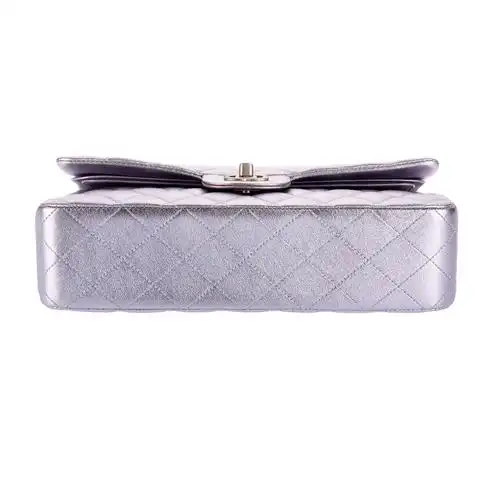 chanel(香奈儿)女士淡银紫色皮质银链单肩包