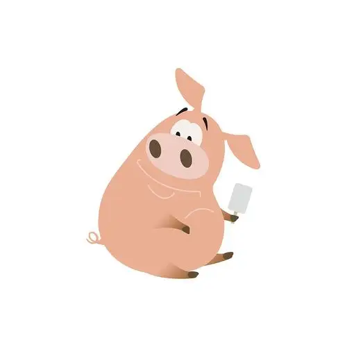 一款动物形象绘制,偷吃冰棒的小猪