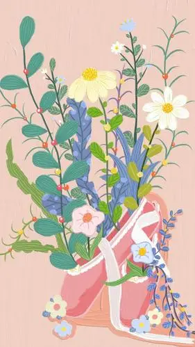 小清新唯美花卉手绘插画