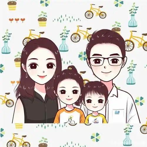 动漫手绘头像,一家四口头像合集,全家福微信头像