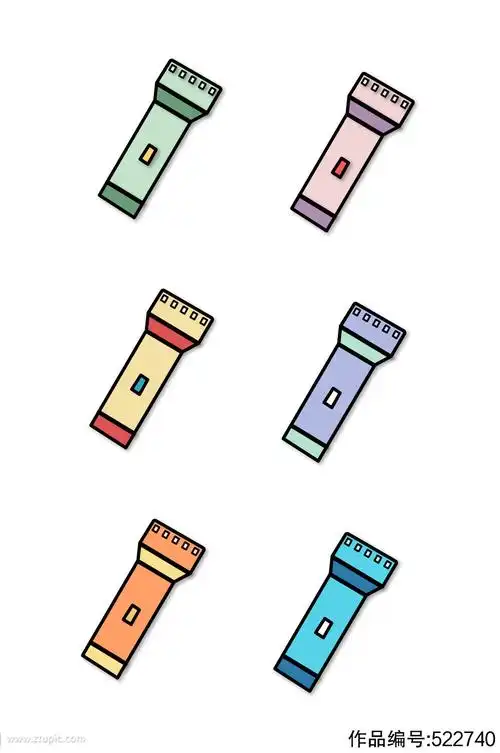 办公系列手绘卡通手电筒