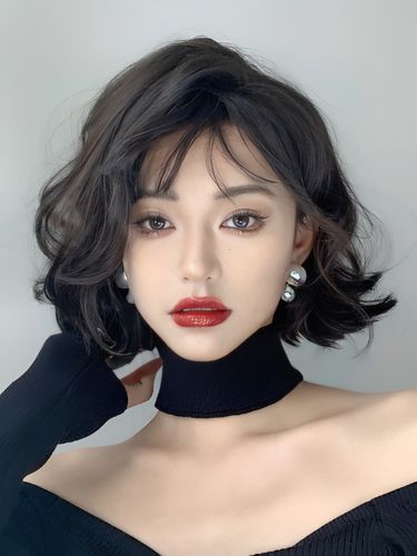 日系假发女短发羊毛卷陈书婷同款港风慵懒时尚短卷发水波纹全头套