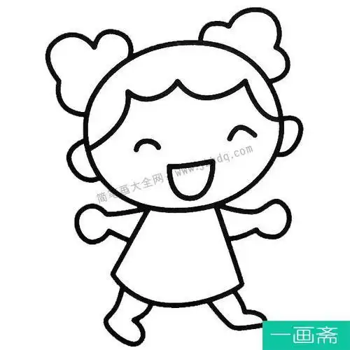 小学一年级气质高雅幼儿学画微笑小女孩简笔画
