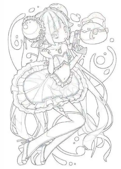 黑白线稿动漫人物手绘线稿素材学好画画从临摹开始