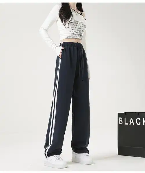 实拍2024夏季新款两条杠校服裤子女学生藏蓝色运动双杠初中校… - 17