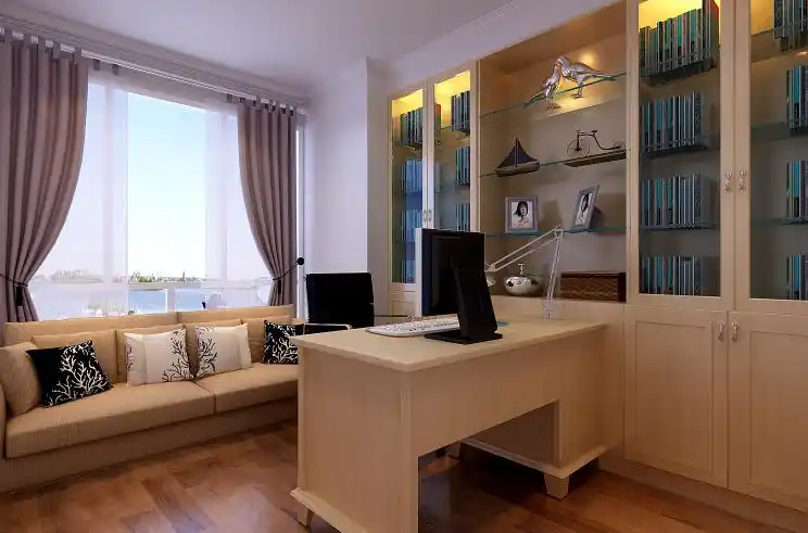 三居,12万,书房,现代,105平,效果图