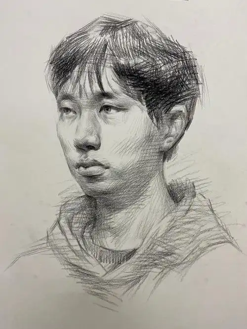 素描男青年详细起型步骤图初学头像