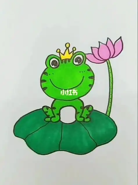 池塘青蛙小船简笔画