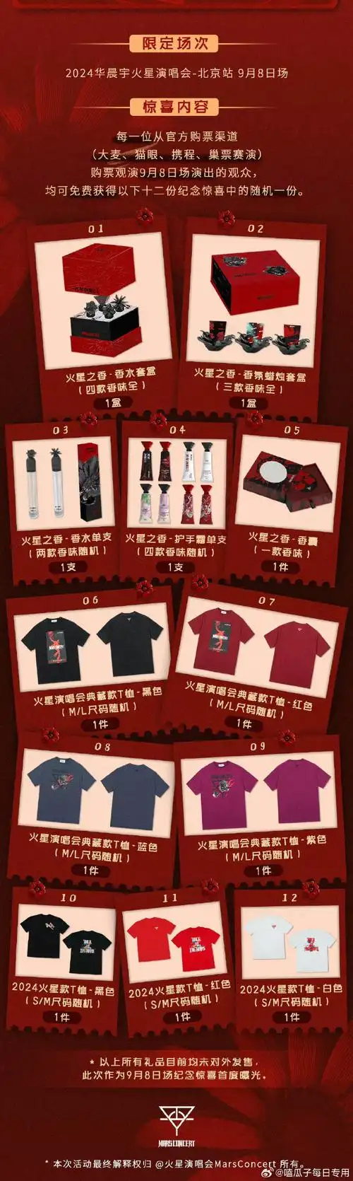 华晨宇鸟巢开演唱会要给观众寄了礼物,有衣服,香水,护手霜,香薰等