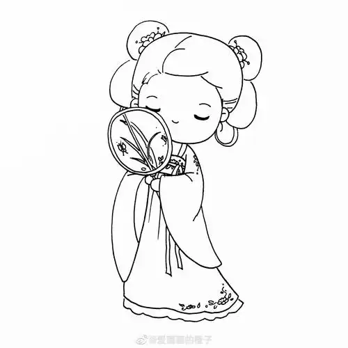 汉服小女孩##简笔画# (作者: 爱画画的橙子 )今日简笔画教程名为