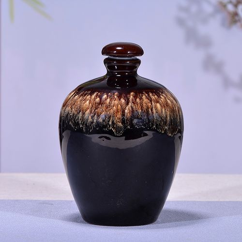 宜兴陶瓷酒瓶一斤二斤三斤装花边彩釉土陶酒坛酒罐存酒酿酒酒具