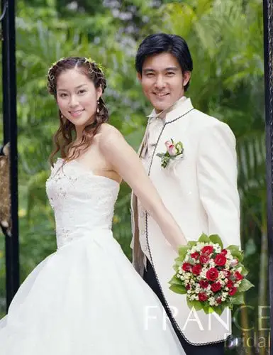 男女明星的婚纱合照