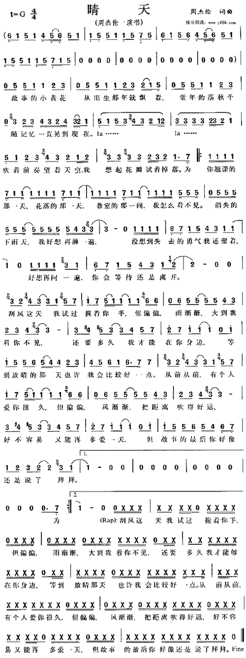 晴天晴天周杰伦歌曲