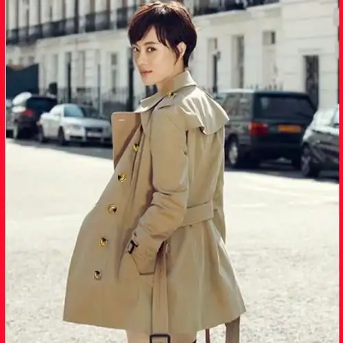 香港代购2020卡其色风衣女短款孙俪明星同款双排扣修身英伦风外套