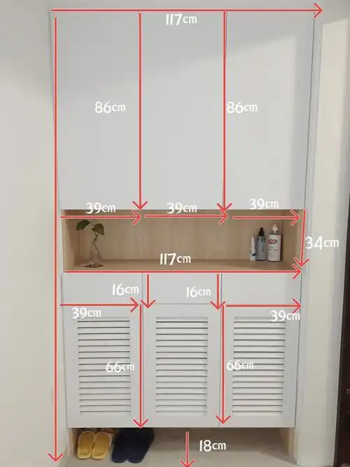 玄关鞋柜尺寸|白色系极简玄关|无把手