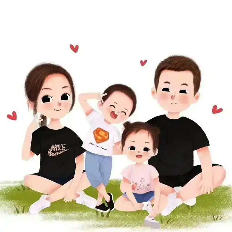 热门 #四口之家卡通头像 - 抖音