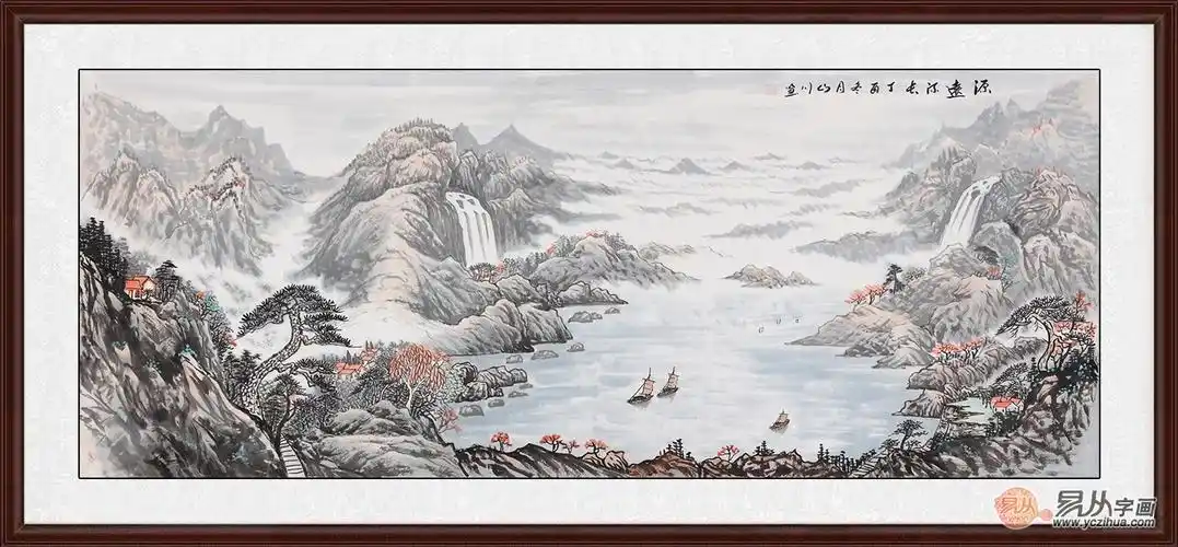 画中"貂蝉"山水画