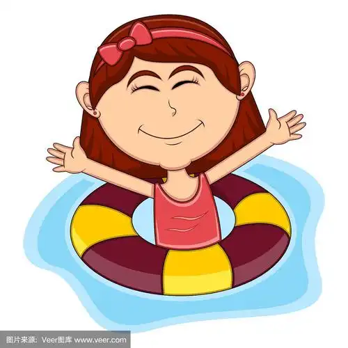 女孩游泳卡通
