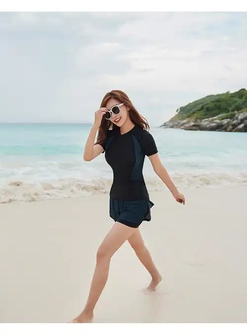 加肥加大泳衣 女分体运动装 平角两件套 游泳衣 保守泡温泉冲浪服