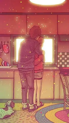 温暖风格动漫情侣手机壁纸