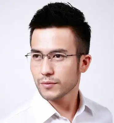 配眼镜男成品女半框大脸记忆腿中年商务金色镜框老年小脸近视眼1