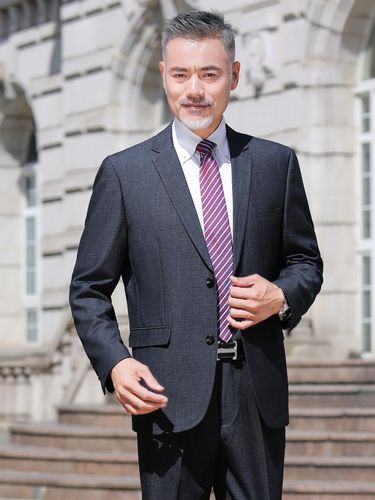 皮尔卡丹西服套装男秋冬新款中年爸爸商务休闲宽松中老年西服职业正装