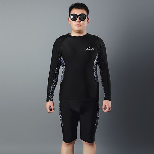 新款游泳衣男士训练游泳服成人分体大码泳裤五分套装沙滩男游泳衣