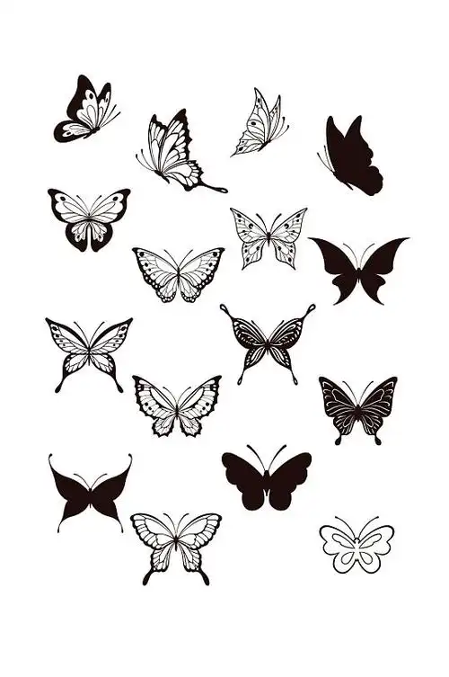 手绘黑白蝴蝶素材