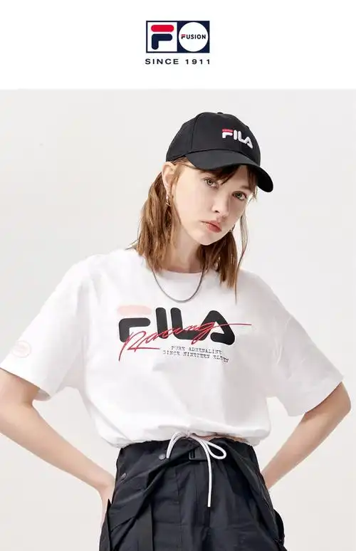 fila fusion 斐乐潮牌针织短袖衫2021夏季新款时尚运动短款t恤女 标准