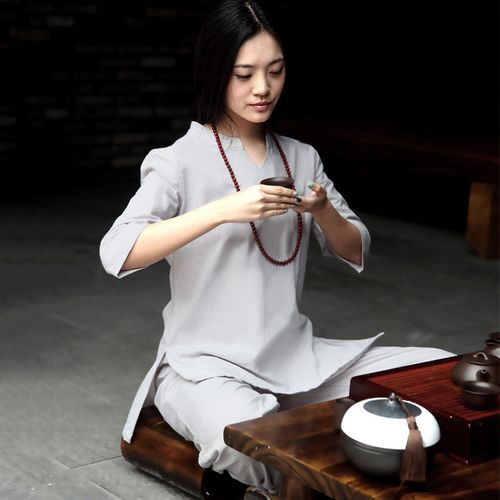 瑜伽服套装女居士服禅修服秋冬打坐禅服七分袖特价——可可女子瑜伽馆