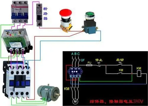 接触器,电机保护器,热过栽,按纽接线图