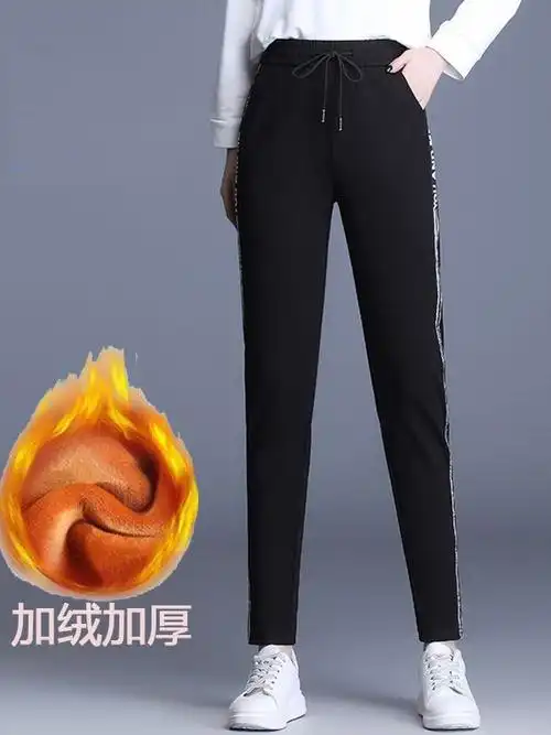 加绒运动裤女秋冬加绒裤子新款春秋女装中年妈妈女士秋裤休闲女裤